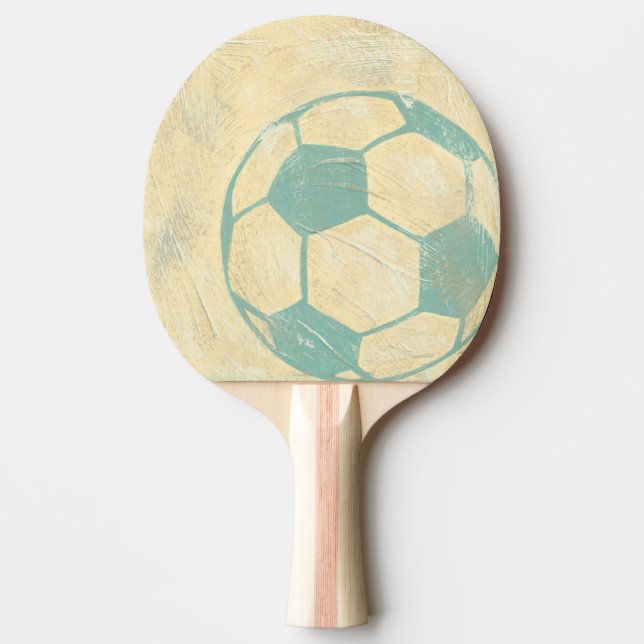 Pastel Blue Soccer Ball by Chariklia Zarris Ping Pong Paddle (Front)