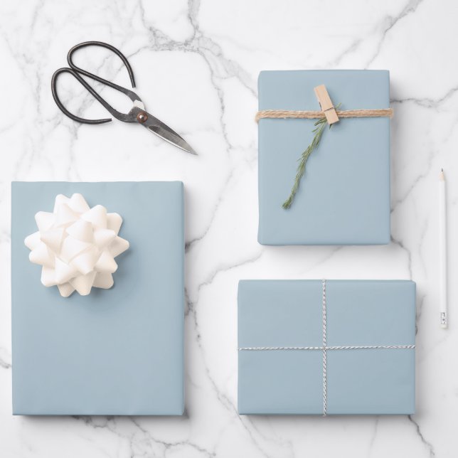 Pastel Blue Solid Colour | Classic | Elegant Wrapping Paper Sheet (Front)
