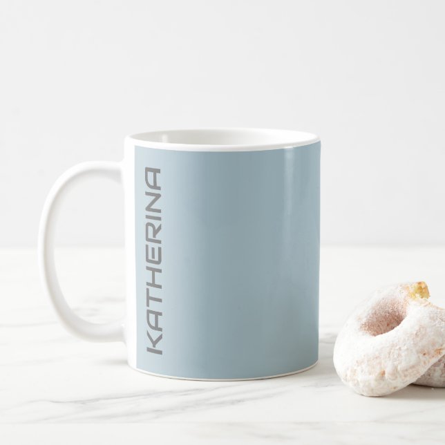 Pastel Blue Solid Colour |  Classic Personalised  Coffee Mug (With Donut)