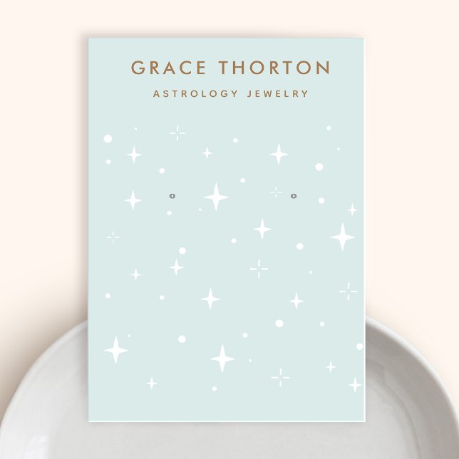 Pastel Blue Spiritual Boho Stars Earring Display Business Card (Creator Uploaded)