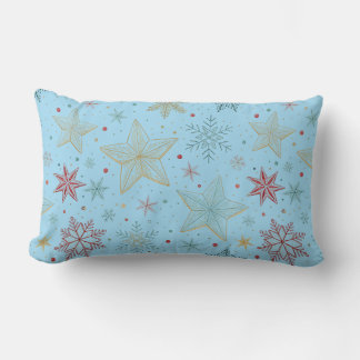 "Pastel Blue Star Pattern Lumbar Pillow