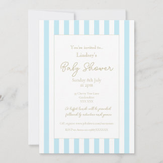 Pastel Blue Stripe Baby Shower Invitation