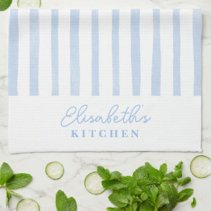 Pastel Blue Stripes Tea Towel