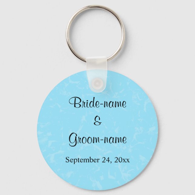 Pastel Blue Subtle Abstract Background Wedding Key Ring (Front)