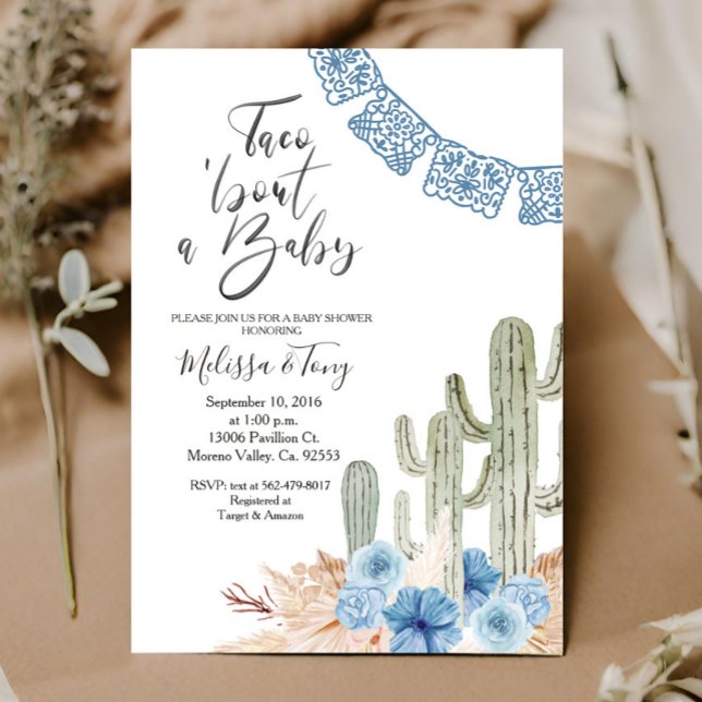 Pastel Blue Taco 'bout Love BABY Shower Invitation (Creator Uploaded)
