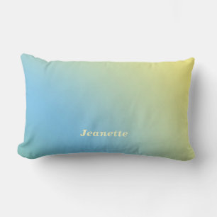 Pastel Blue to Yellow Fade, Name, Lumbar Cushion