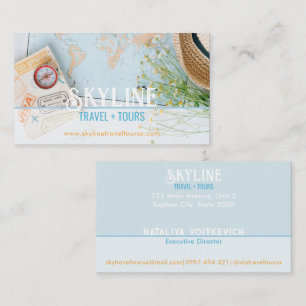Pastel Blue Travel Agency Business Card