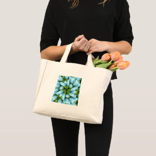 Pastel Blue Tulip Pattern Mini Tote Bag