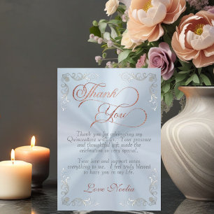 Pastel Blue - Vintage Frame & Tiara Quinceanera Thank You Card