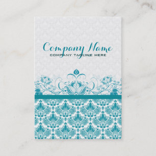 Pastel Blue Vintage Orante Floral Damasks Pattern Business Card