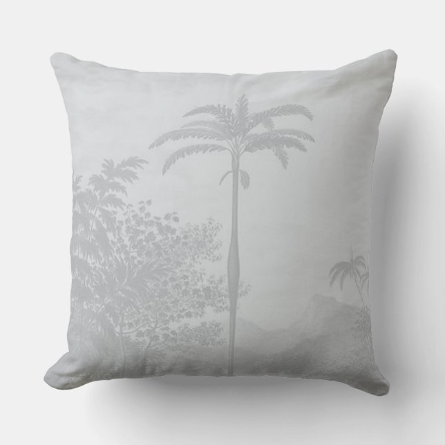 Pastel Blue Vintage Palm Trees Bohemian Cushion (Front)