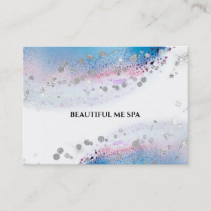 *~* Pastel Blue Watercolor Abstract Silver Glitter Business Card