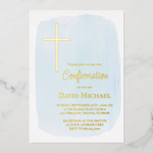pastel blue watercolor Confirmation boy
