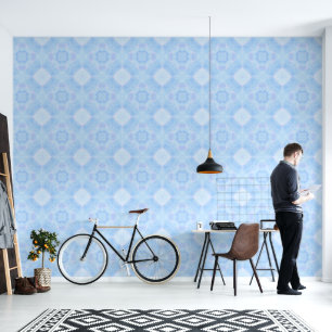 Pastel Blue Watercolor Geometric Wallpaper