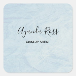 Pastel blue watercolor marble square sticker