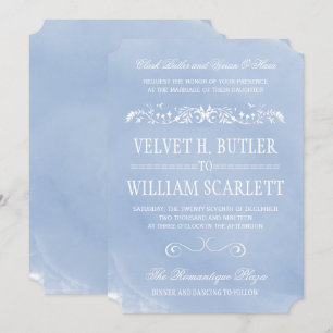 Pastel Blue Watercolor Wedding Invitations