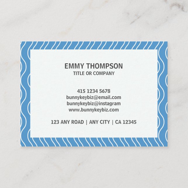Pastel Blue Wave QR Scan Company Business Card (Back)