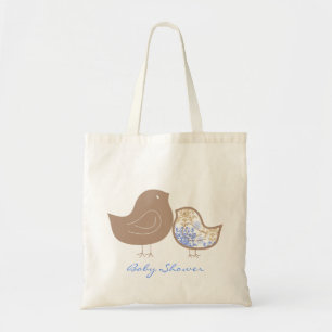 Pastel Blue Whimsical Cute Damask Chicks Baby Boy Tote Bag
