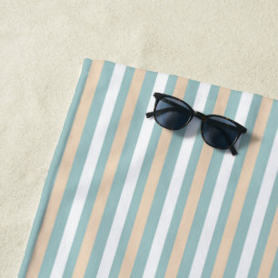Pastel blue, white and blush stripes beach towel