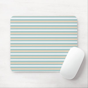 Pastel blue, white and blush stripes mouse pad