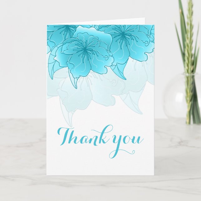 Pastel Blue & White Floral Thank You Card (Front)