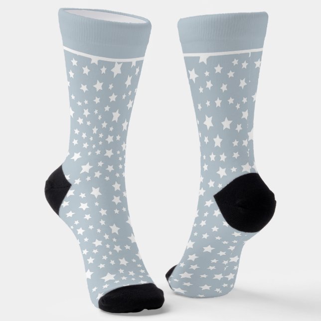 Pastel Blue with Stars Socks (Angled)