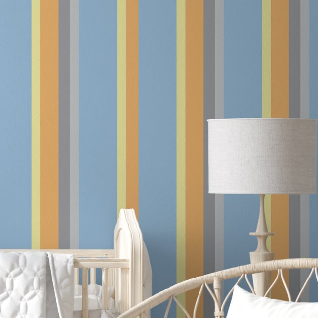Pastel Blue Yellow Grey Vertical Stripes Wallpaper (Creator Uploaded)