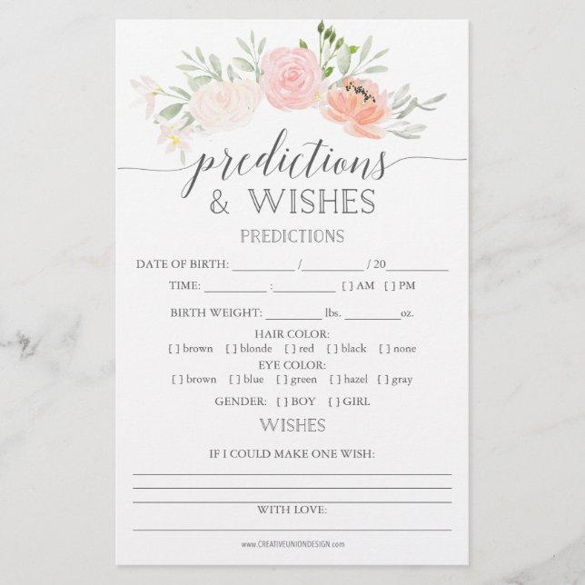 Pastel Blush Double Sided Baby Shower Games (Front)