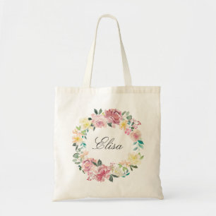 Pastel Blush Floral Bridesmaid Tote Bag