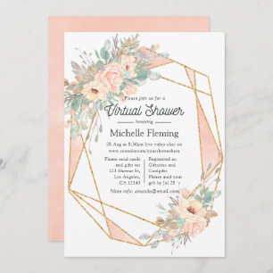 Pastel Blush Floral Geometric Virtual Shower Invitation
