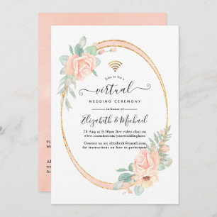 Pastel Blush Floral Geometric Virtual Wedding Invitation