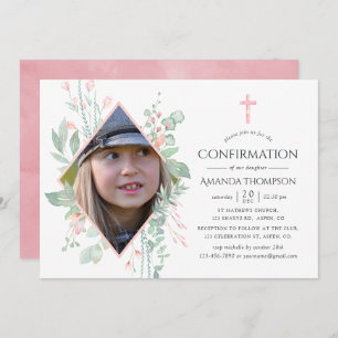 Pastel Blush Greenery Confirmation Invitation
