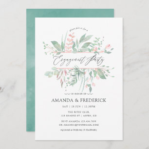Pastel Blush Greenery Engagement Party Invitation