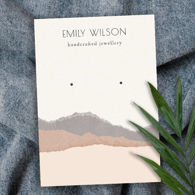 Pastel Blush Kraft Mountain Wave Earring Display Business Card (Creator Uploaded)