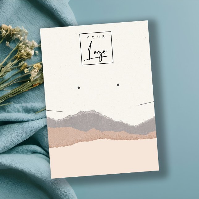 Pastel Blush Kraft Mountain Wave Earring Necklace Business Card (Creator Uploaded)