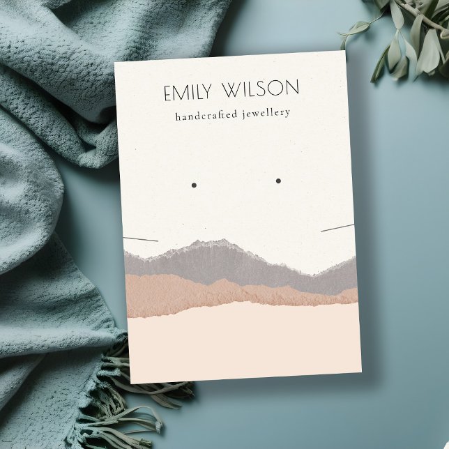 Pastel Blush Kraft Mountain Wave Earring Necklace Business Card (Creator Uploaded)