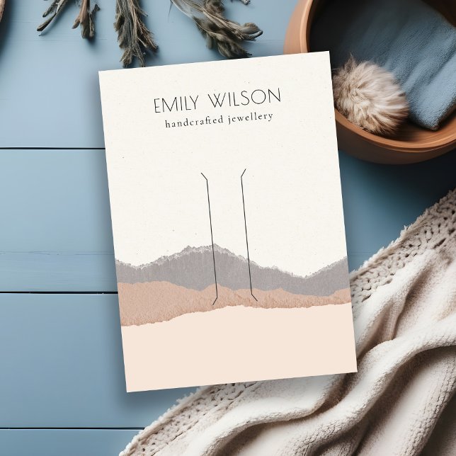 Pastel Blush Kraft Mountain Wave Hair Clip Display Business Card (Creator Uploaded)