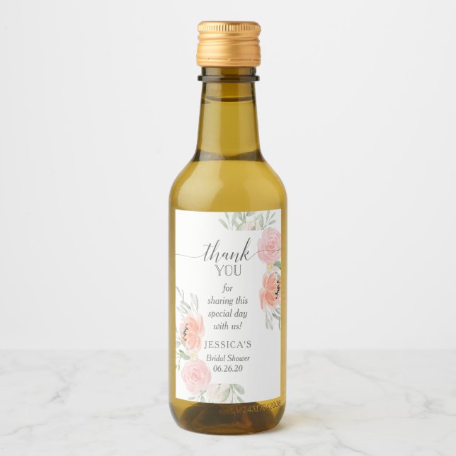 Pastel Blush Mini Wine Bottle Label (Front)