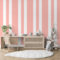 Pastel Blush Peach Pink White Stripes Pattern