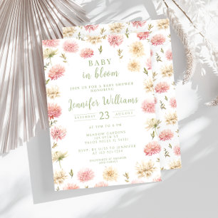 Pastel blush pink baby in bloom shower Invitation