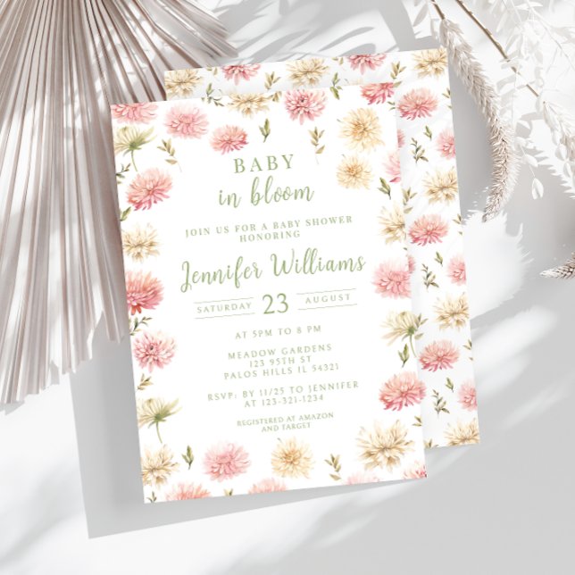 Pastel blush pink baby in bloom shower Invitation (Creator Uploaded)