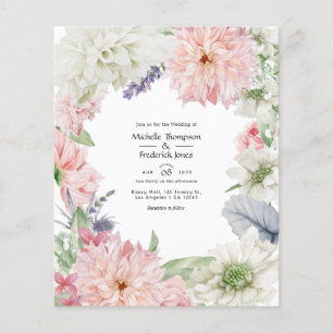 Pastel Blush Pink Dahlia Wedding Invitation Flyer