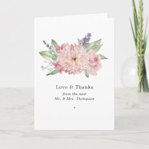Pastel Blush Pink Dahlia Wedding Thank You Card