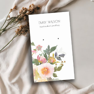 Pastel Blush Pink Floral Bunch Earring Display Business Card