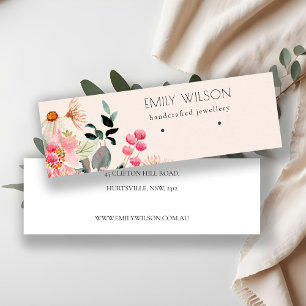 Pastel Blush Pink Floral Bunch Earring Display Mini Business Card