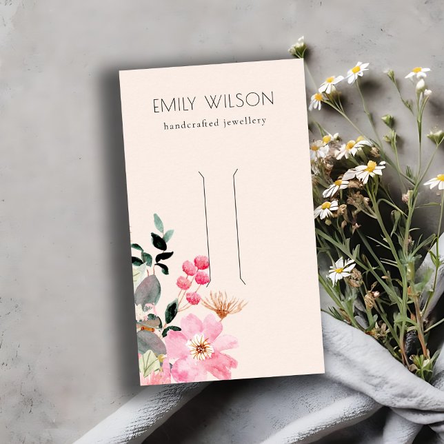 Pastel Blush Pink Floral Bunch Hair Clip Display Business Card (Creator Uploaded)