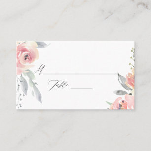 Pastel Blush Pink Floral Wedding Place Card