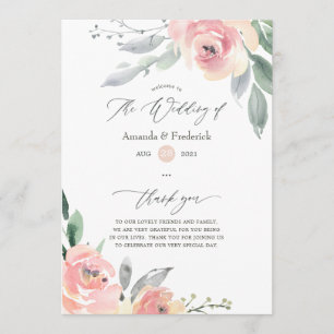 Pastel Blush Pink Floral Wedding Program
