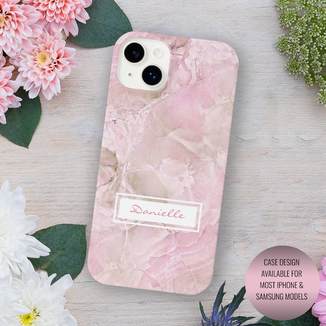 Pastel Blush Pink Grey Agate Marble Art Pattern iPhone Case (Creator Uploaded)