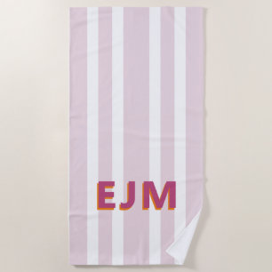 Pastel Blush Pink Modern Monogram  Beach Towel